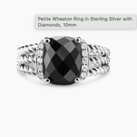 Petite Wheaton® Sterling Silver with Black Onyx and Diamonds, 10mm; Size 6.5 - Picture 2 of 7